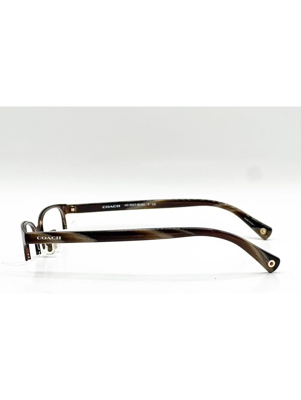 Coach HC 5047 9163 Satin Brown Horn Rectangle Authentic Eyeglass Frames 50-17